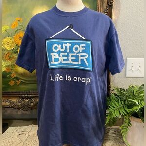 Vintage Life Is Crap T-Shirt Mens Medium Blue 2000s Sarcastic Humor Graphic Tee